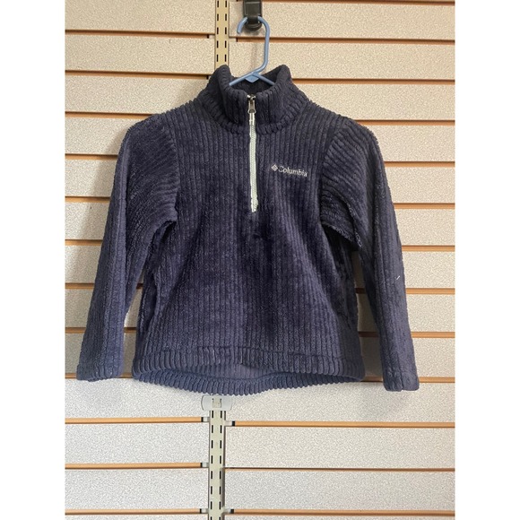 Columbia Fleece Pullover Kids Size S Blue Half Zip Mock Neck Cozy 5 6 - Picture 1 of 4